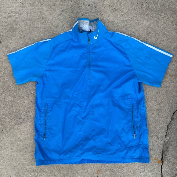 Nike Golf Men's Size L 1/4 Zip-Short-Sleeve Windbreaker Blue Pullover Shirt - Picture 1 of 9